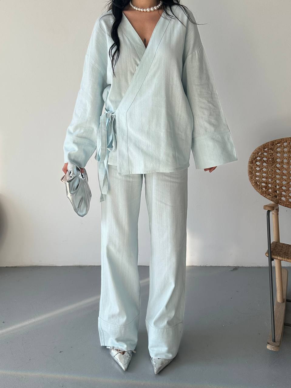 Nora - Linnen Set Blauw